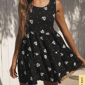 Lulu's black guazey mini dress